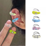 Daiiibabyyy  1Pcs Colorful Zircon Drop Glaze Ear Cuff for Women Korean Sweet Cute Non-Piercing Ear Wrap Ear Clip Y2K Jewelry Gifts