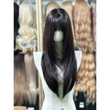 DAIIIBABYYY  -  High Temperature Silk Full Head Wig Inner Buckle Straight Hair French Wave Style Blonde Color for Women Hair Extension