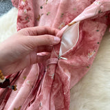 Daiiibabyyy  Woman Vintage Print Dress Doll Collar Bandage Fashion Elegant Vestidos Korean A-Line Puff Sleeve Dresses Vestidos De Mujer
