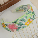 Daiiibabyyy  1/3pcs Elegant Chiffon Embroidery Flower Hairband – Sweet Floral Headband Turban Hoop for Women Fashion Hair Accessories