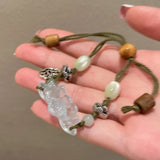 DAIIIBABYYY  -  Chinese Style Exquisite Carving Lotus Beads Bracelet for Woman Jewelry Gift Design Adjustable Bracelet Elegant Hand Accessories