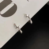 Daiiibabyyy  Cross Star Earrings Fashionable High Grade Mang Star Punk Earrings Simple Trendy Delicate Earrings Men's Women's Jewelry Gifts