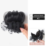 Daiiibabyyy  Synthetic Hair Bun Extensions Wig Claw Clip Bun Hairpiece with Tulle Decoration Balletcore Duckbill Clip Hair Bun for Women Use