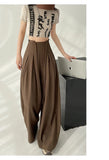 DAIIIBABYYY  -  Streetwear Wide Leg Pants Women Korean Black High Waist Suit Pants Summer Fashion Elegant Lace Up Straight Trousers New