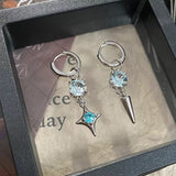 Daiiibabyyy  Stainless Steel Rivet Drop Earrings for Women Exquisite Retro Zircon Starburst Hoop Earrings Hip Hop Punk Versatile Jewelry Gift