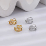Daiiibabyyy Silver Gold Color Zircon Multi Layers Earrings for Women Girl Birthday Gift Delicate Shining Jewelry Dropshipping