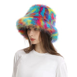Daiiibabyyy  New autumn and winter plush imitation fox fur basin hat ski hat fisherman hat warm fur furry imitation fur women's hat