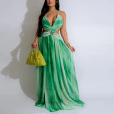 Daiiibabyyy  Elegant Dresses for Woman 2025 Summer New Spaghetti Strap Diamond Pleated Floor Length Ladies Birthday Party Dinner Vestidos Hot