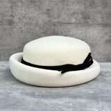 Daiiibabyyy  Vintage Style Wool Felt Beret Hat for Women Church Wedding Party Cloche Hat Formal Bowknot Fascinator Dress Hat Winter Fedoras