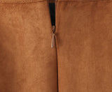 Daiiibabyyy  Autumn Winter High Waist Suede Faux Leather Mini Skirt Women Back Zipper A-line Short Skater Party Femme Camel Black