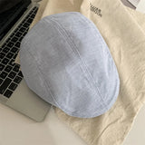 Daiiibabyyy  Japanese Cotton Linen Beret - Summer Lightweight Face Slimming Newsboy Cap for Women Casual Daily