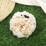 Daiiibabyyy  Flower Mesh Hair Claw Girls Pleated Ponytail Hair Crabs Hairpin Ladies Simple Sweet Beach Headwear Fashion Hair Accessories