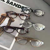 DAIIIBABYYY   -  Y2K Oval Frame Glasses Retro Black for Women Anti-blue Light Fashion Vintage Style Premium Spicy Girls Cat Eye Sun Eyeglasses