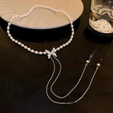 Daiiibabyyy Fashion Trend Unique Design Elegant Delicate Pearl Zircon Tassel Necklace Women Jewelry Wedding Party Premium Luxury Jewelry Gif