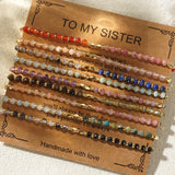 DAIIIBABYYY  -  Dainty Tiny Stone Beaded Chain Stack Gemstone Y2K Trendy Handcrafted Bracelets with Card Gifts Set for Women Men