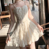 Daiiibabyyy  Sweet Feather Bow Dress Women Fashion Summer Chain Sling Robe Femme Vestidos Sexy Party Beach A-line Pleated Cute Dresses