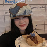 DAIIIBABYYY  -  Denim Newsboy Cap Women's Cowboy Octagonal Hats Ladie Caps Retro Gatsby Hats Hip Hop Berets Cabbie Apple Beret For Male Gorras
