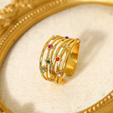 Daiiibabyyy  Trendy Colorful Crystal Rhinestone Rings for Women Irregular Luxury Aesthetic Designer Jewelry Waterproof