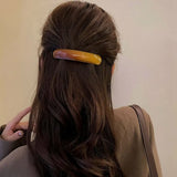 Daiiibabyyy  Fashion Elliptical Leopard Print Hair Clip PVC Arc Spring Clip Grab Clip Headwear Large Hairpin Girl