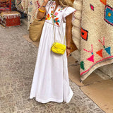 DAIIIBABYYY  -  Summer Vacation Print Long Dress Casual Flying Sleeves High Waist Beach Dress Fashion V-neck Pleats Loose Women's Dresses