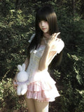 Daiiibabyyy  Summer Japanese Kawaii Lolita Sweet 2 Piece Sets Women Pink Y2k Cute Tops + Mini Skirt Korean Style Princess Sweet Chic Outfits
