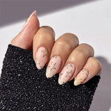 Daiiibabyyy  24Pcs Short Almond Fake Nail Leopard Print Edge French Design Full Cover Nails Tips Star Pattern Detachable Press on False Nails