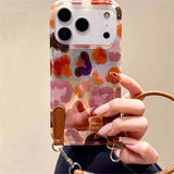 Daiiibabyyy  Vortex print IND graffiti leopard print phone case with handheld lanyard for iPhone 11 12 13 14 15 16  17 Pro Max