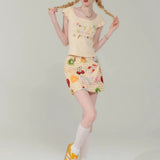Daiiibabyyy  Summer Fashion New Dopamine Sweet Girl Half Skirt Printed Street Spicy Girl High Waist Bag Hip Half Skirt