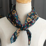 DAIIIBABYYYY  -  60cm Elegant Cotton Men's Cravat Floral Striped Navy Square Scarf With Button Birds Leaves Print Soft Neckerchief Suit Bandelet