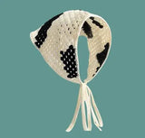 Daiiibabyyy  Women's Headscarf Dopamine French Mint Mambo Style Knitted Flower Triangular Headscarf Country Style Seaside Photo Girl Headband