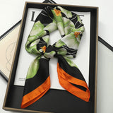 DAIIIBABYYY  -  Luxury Silk Scarf For Women, RibbonWith Handle, PrintedWith Small Cats, Hairband, Ladies' Handkerchief, Collection.