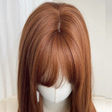 Daiiibabyyy  Synthetic Straight Women Wigs High-Layered Orange-Brown Wig with Hair Bangs 26inch Long Straight Wig for Women Daily Party Wear