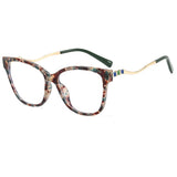 DAIIIBABYYY  -  Blue Light Blocking Glasses TR90 Cat Eye Color Block Metal Frame Clear Lens Computer Glasses Spectacles for Women Oculos