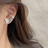 DAIIIBABYYY  -  Silver Plated Elegant INS Style Butterfly Star Stud Earrings Set Women Korean Fashion Simple Geometric Earring Jewelry