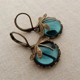 Daiiibabyyy  New Boho Vintage Crystal Dragonfly Earrings for Women Fashion Metal Carving Pattern Inlaid Moonstone Animal Earring Jewelry Gift