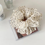Daiiibabyyy  Women's Scrunchies Korean Version Hair Tie Beige Polka Dot Lace Hair Circle Sweet Hair Circle Elegant Hair Rope Hair Accessories
