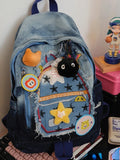 Daiiibabyyy  Retro Cowboy Color Matching Backpack Female Japanese Sweet Lovely Girl Y2k All-match Bag College Student Small Backpack