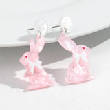Daiiibabyyy  Cute Acrylic Bowknot Rabbit Drop Earrings for Women New Cartoon Animals Dangle Earring Easter Jewelry Gifts