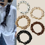 DAIIIBABYYY  -  5PC Korean Lovely Heart Khaki Style Elasticity Hair Ties Rope Scrunchies for Women Girls Sport Ponytail Holder Hair Accessories