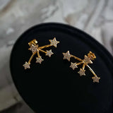 Daiiibabyyy  Exquisite Shiny Zircon Star Stud Earrings for Women Girls Luxury Crystal Geometric Pentagram Earrings Wedding Jewelry Gifts