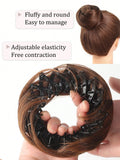 Daiiibabyyy  Adjustable Synthetic Bun Ponytail Wig For Women Magic Bird's Nest Shaped Hair Bun With Circle Elastic Clips Straight Donut Updo