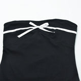 Daiiibabyyy  Bow Backless Sexy Mini Dress Women Elegant Party Off Shoulder High Waist Casual Slim Fit Strapless Contrasting Gowns Summer