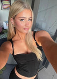 Daiiibabyyy Black Stretchy Comfy Corset Top Adjustable Straps Bodycon Fit Summer Camis Tops New Sexy Women Tank Tops Y2k Tops