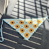 Daiiibabyyy  New Travel Photo Spring New Seaside Atmosphere Hook Flower Triangular Headscarf Women's Pastoral Style Flower Headband
