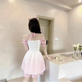 DAIIIBABYYY  -  Japanese Summer Lolita New Spliced Lace Gauze Bandage Fashion Slim Minimalist Casual Puff Sleeve Princess Party Dresses