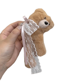 Daiiibabyyy  Pink Hair Clip Plush Bear Headband Lace Bow Soft Cartoon Animal Hair Claw Non-slip Texture Lightweight Hairband Washing Face