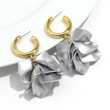 Daiiibabyyy  New Trend Acrylic Large Pearl-luster Petal Flower Drop Earrings for Women Personal Exaggerate Earrings Trend Jewelry