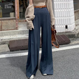 DAIIIBABYYY  -  Elegant Wide Leg Pants Women Fashion Streetwear Pleated Black Suit Pants Office Ladies Korean Baggy Straight Trousers New