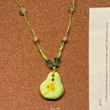 Daiiibabyyy  Ceramic fruit skin rope pendant with adjustable necklace