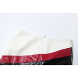 Daiiibabyyy 2024 Summer Contrast Colors Patchwork Slim 2 Piece Set Women Sexy Strapless Sleeveless Crop Top Zipper Mini Skirt Streetwear